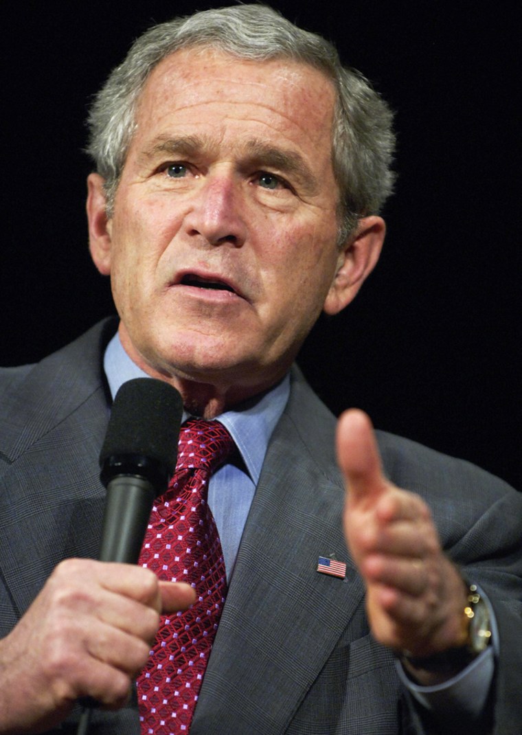 US President George W. Bush speaks durin