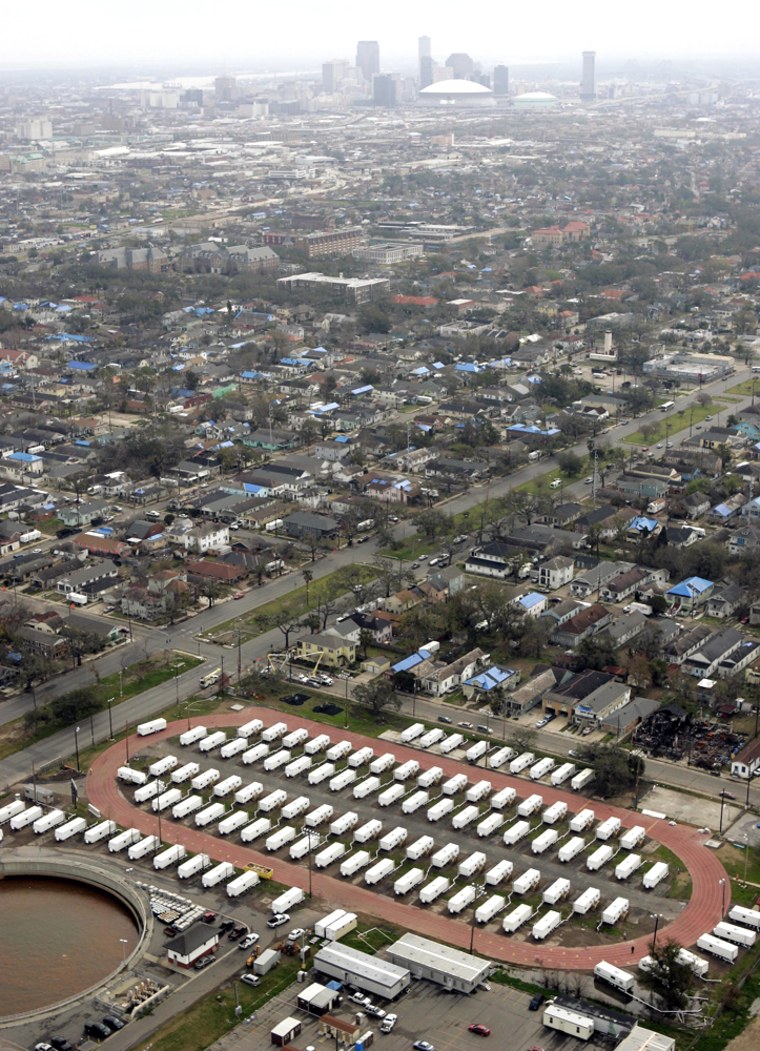 A FEMA trailer compound constructed near New Orleans is seen from above in this Feb. 23 file photo.