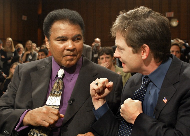 Michael J. Fox and Muhammad Ali on Capitol Hill