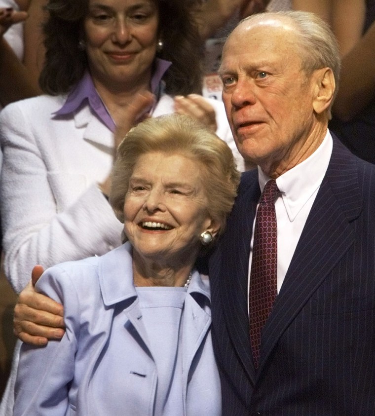File photo of former US president Ford and his wife Betty standing in Philadelphia