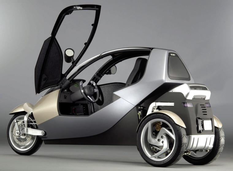 This three-wheeled, natural gas powered vehicle developed in Europe has room for two and gets the equivalent of 108 miles per gallon.