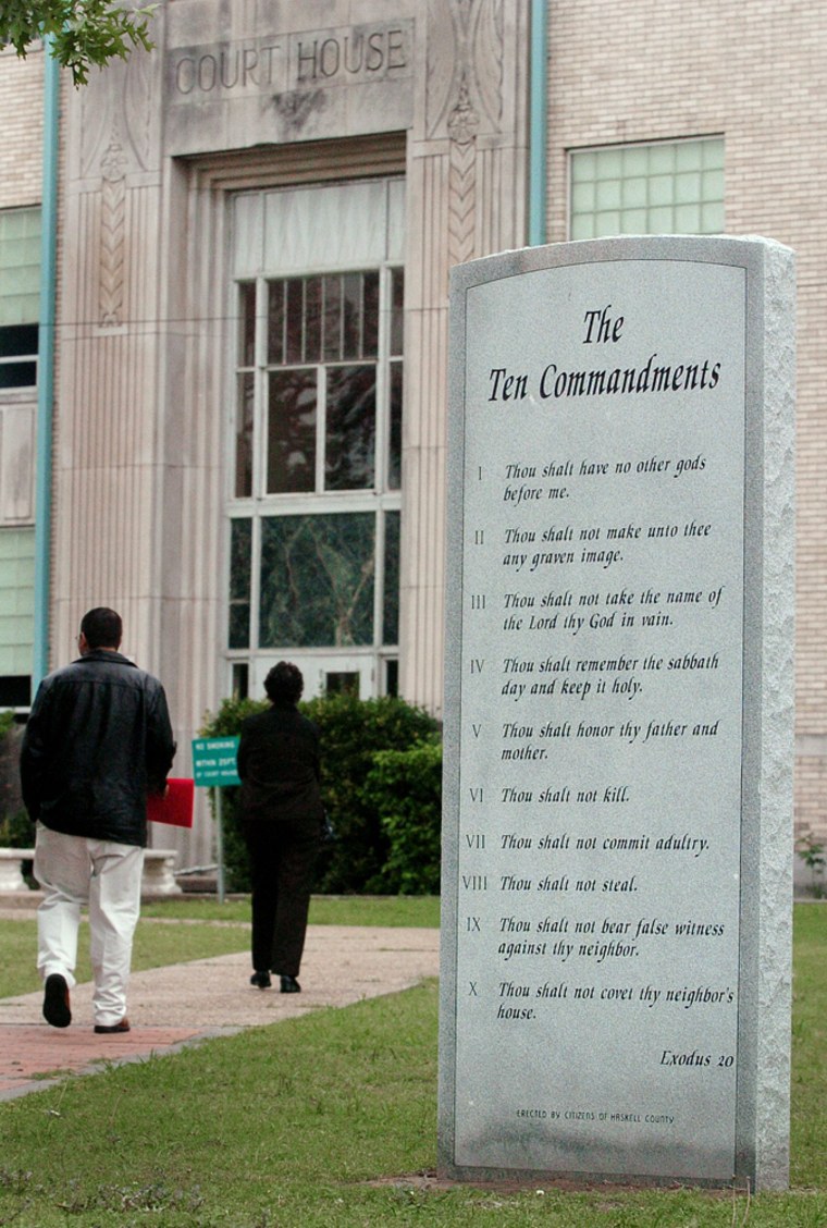 A federal lawsuit is seeking the removal of the Ten Commandments from the grounds of the Haskell County courthouse in Stigler, Okla.