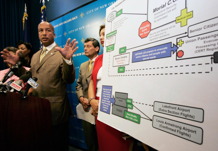 Mayor Ray Nagin speaks to the media during a news conference in New Orleans
