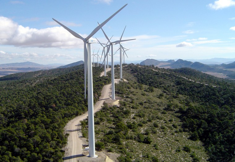 The wind turbines operated by Iberdrola include this complex in Gavilanes, Spain.