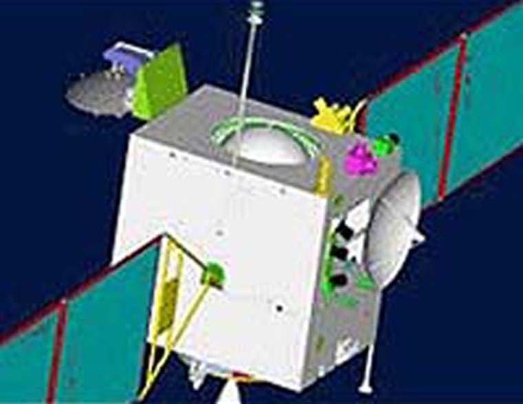 The Chang'e orbiter, shown in this artist's conception, is designed to obtain three-dimensional images of the lunar surface.