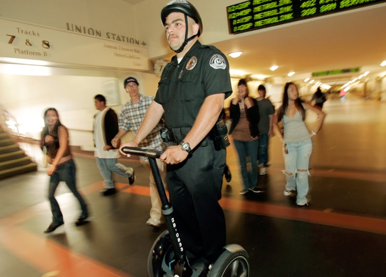 Transit Security Officer Marco Orduno patrols Union Station in Los Angeles.