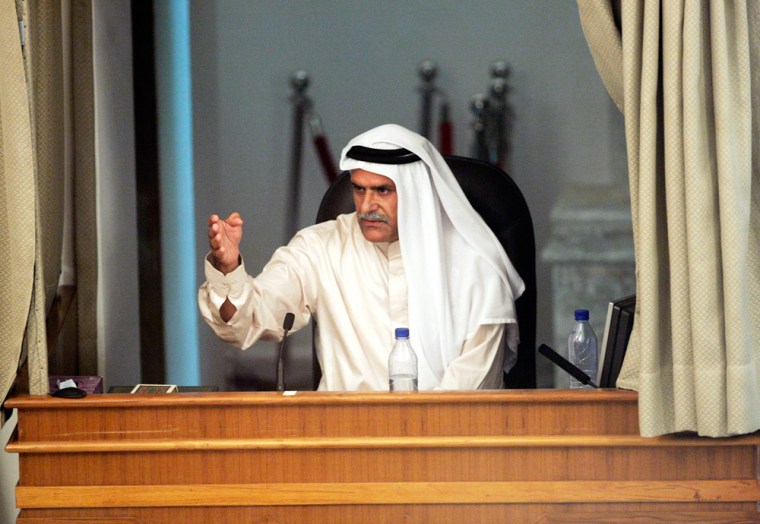 Iraqi witness Mahmud Dhiyyab al-Ahmad testifies for the defence in Baghdad