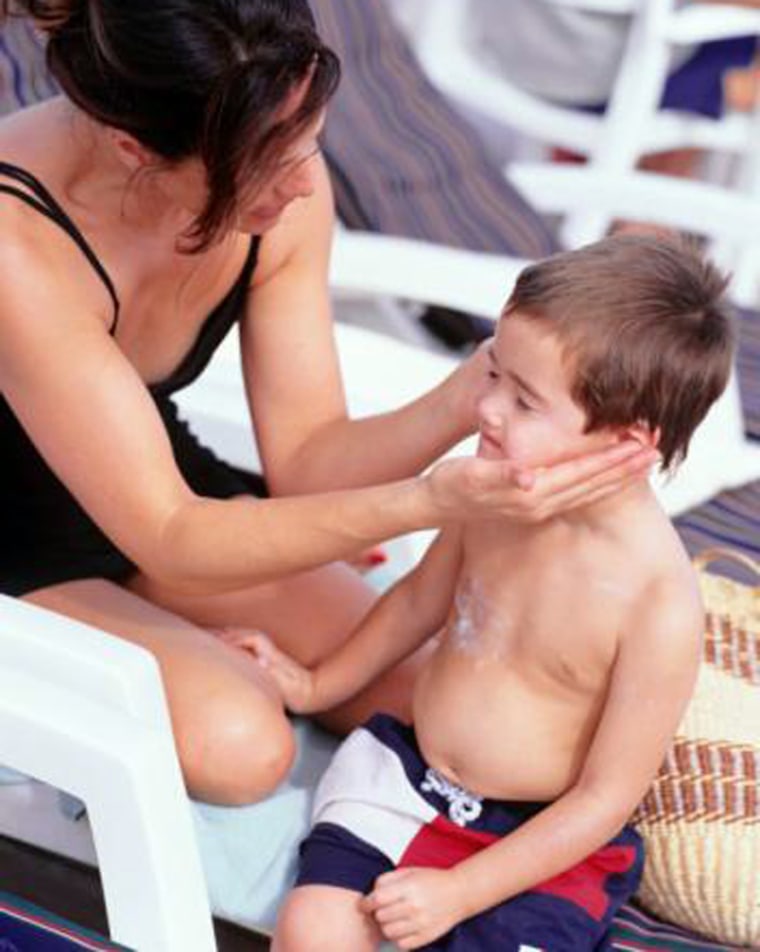 Use at least an ounce of sunscreen (about the size of a shot glass) each time you apply sunscreen. Don't forget those ears, hands and feet.