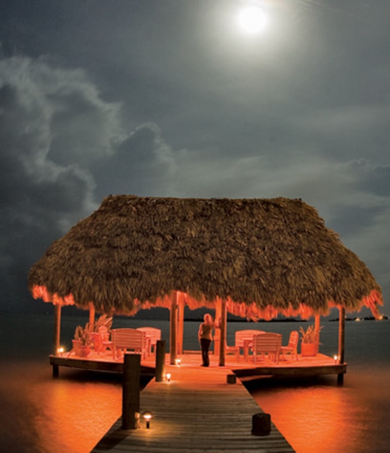 The moonlit dock off Chabil Mar