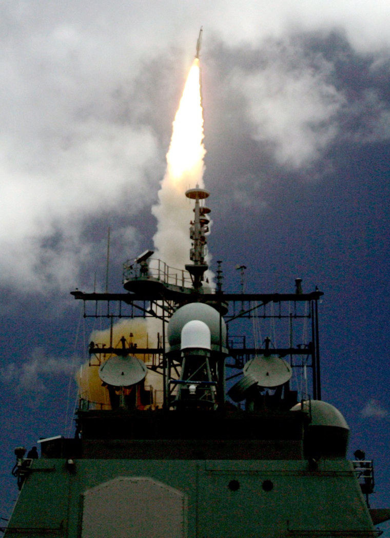 In a photo provided by the U.S. Navy, a Standard Missile-3 is launched from the Aegis cruiser USS Shiloh during a ballistic missile flight test held jointly by the Missile Defense Agency and the Navy on Friday.