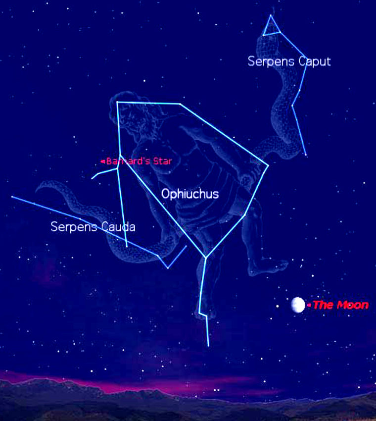 This chart shows Ophiuchus and the two-part constellation Serpens, as seen in southern skies at 10 p.m. Friday from midnorthern latitudes.