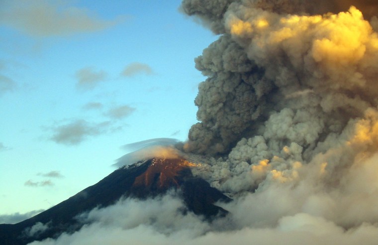 Ash rises from Ecuador's Tunguharua volcano, south of Quito