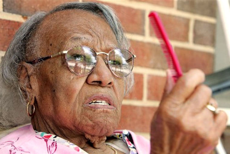 Ruby Butler, 89, talks about the night of the 1946 lynching on the Moore's Ford bridge, while at her home in Monroe, Ga., June 5, 2006. Butler,who lived at that time on the road leading to the bridge, at first thought the long line of cars she saw that night was going to a party. (AP Photo/Ric Feld)