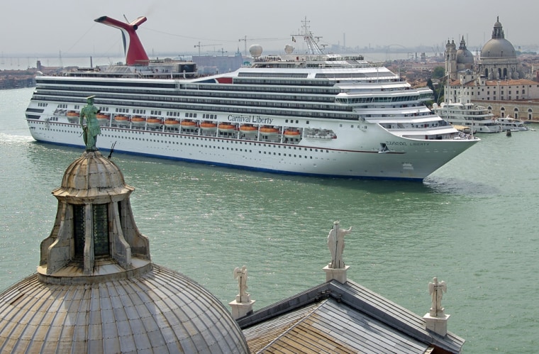 The Carnival Liberty departs Venice, Italy, on June 28, 2006. Liberty is the first ship for Miami-based Carnival sailing on European voyages for an entire summer. 