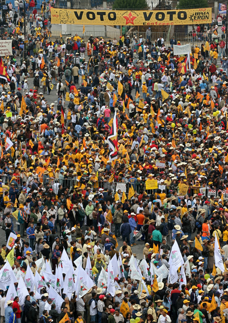 Wave after wave of supporters of Mexican