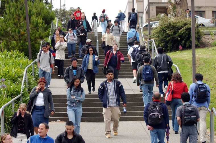 Students walk to class on the campus of San Francisco City College. The cottage industry of educational consultants, who get teenagers into college, is booming.