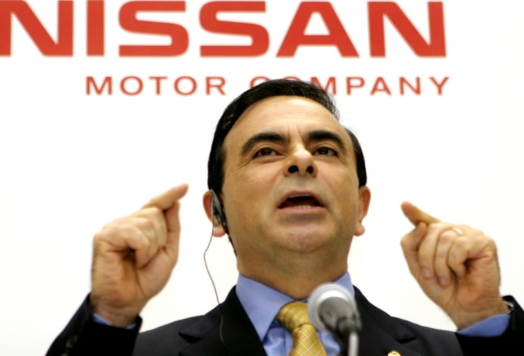 Carlos Ghosn, head of Nissan Motor and Renault SA, speaks at Nissan HQ in Tokyo