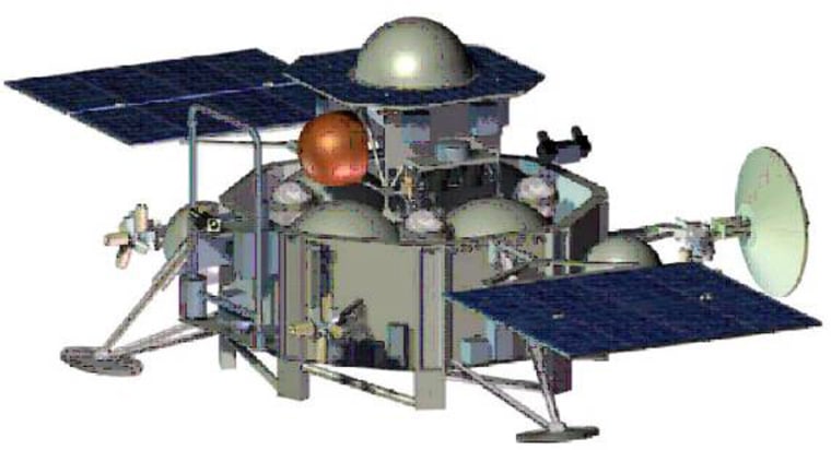 Artwork depicts a proposed design for Russia's Phobos-Grunt probe, which would reportedly carry Chinese instruments to a moon of Mars.