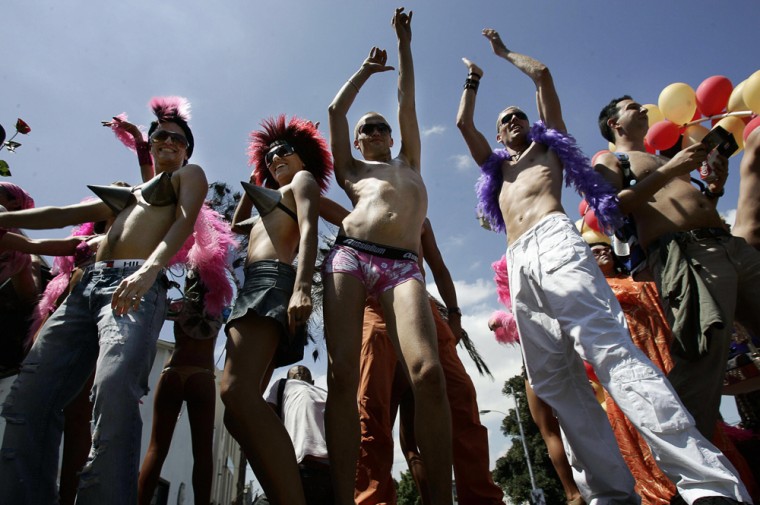 Some of hundreds of gays parade 25 Febru