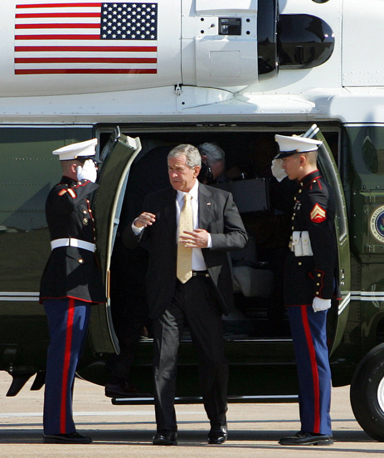 US President George W. Bush arrives at W