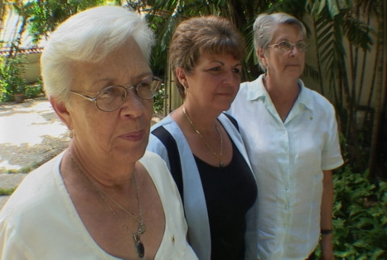 Mothers of members of the so-called “Cuban Five” convicted on espionage charges in the U.S. with their lawyer in Havana, from left to right: Mirta Rodriguez, attorney Nuris Piñeiro, and Magali Llort.