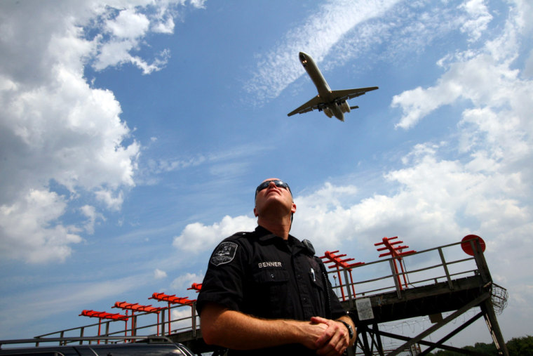 Officer Steve Benner, seen here on Aug. 22, has spent the last 8 years working with the Maryland Transportation Authority at Thurogood Marshall Baltimore Washington International Aiport. Since the 9/11 attacks, he patrols the perimeter of the airport and guards against missile attacks on airlines. 