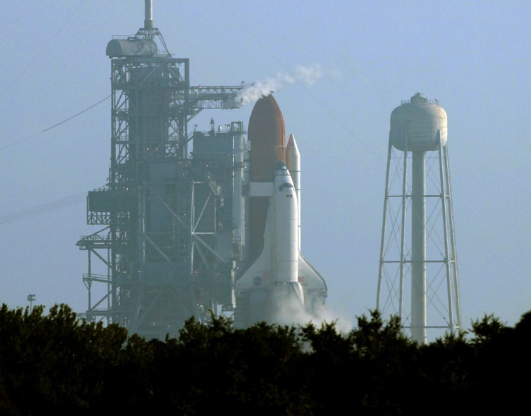Atlantis sits on pad 39B at the Kennedy Space Center in Cape Canaveral