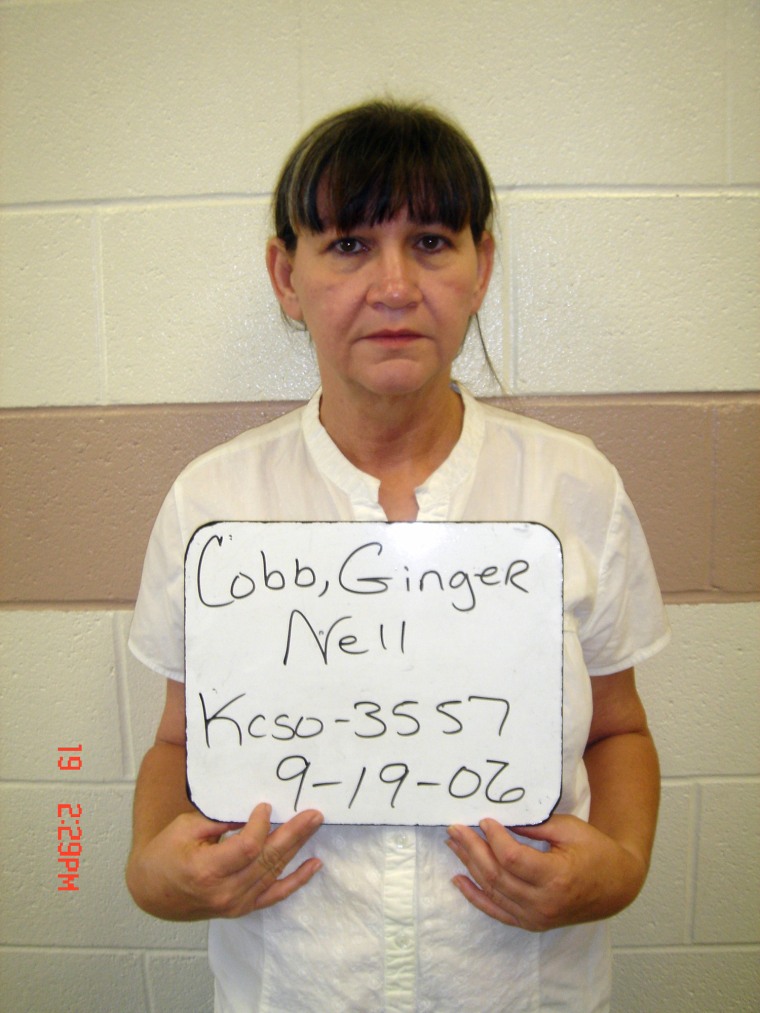 This photo provided by the Kershaw County, S.C., Detention Center shows Ginger Nell Cobb on Tuesday. Cobb is the mother of a man accused of abducting and assaulting a 14-year-old girl and was charged Tuesday with helping her son elude authorities.