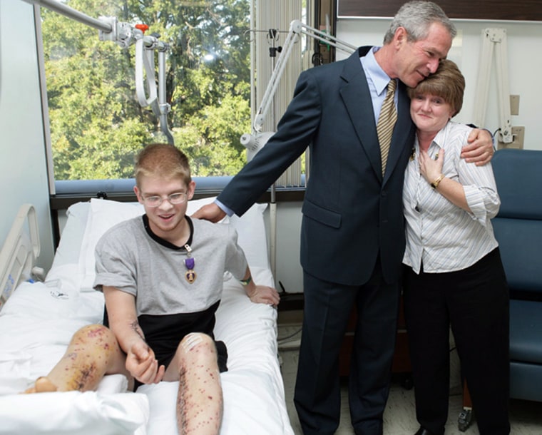 President Bush And First Lady Visit Injured Soldiers