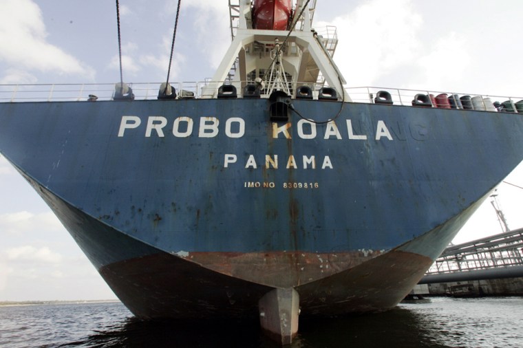 Picture shows the Probo Koala ship at th