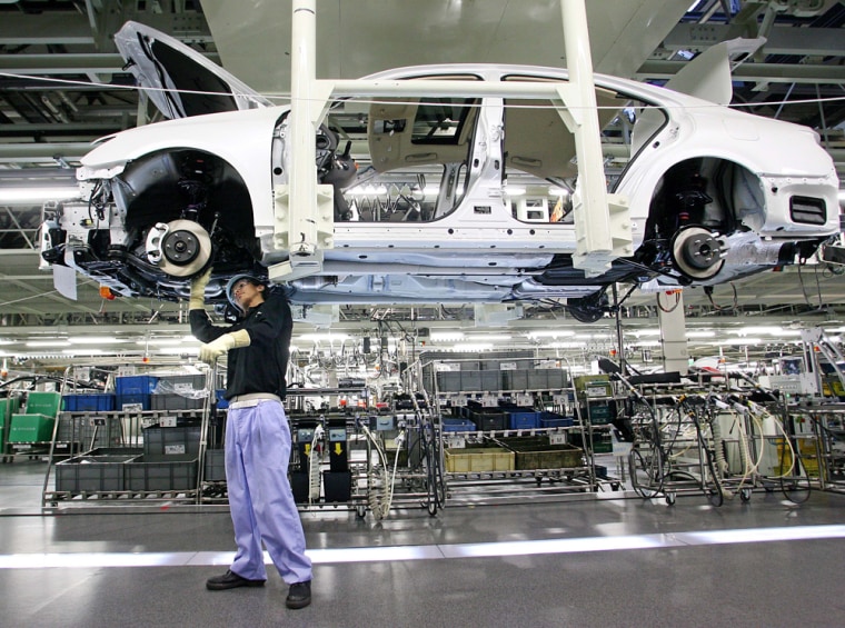 A worker at Japan's auto giant Toyota mo