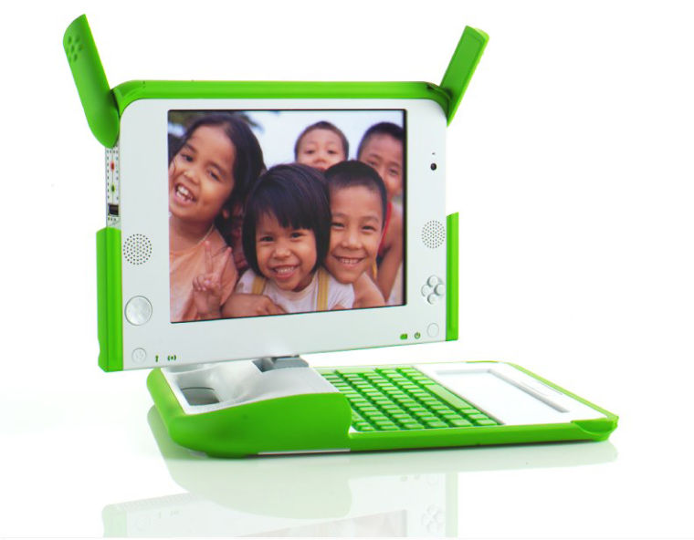 The One Laptop Per Child project aims to improve education by giving children brightly colored, hand-cranked, wireless-enabled portable computers.