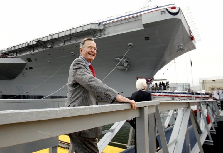 Former President Bush attends the christening ceremony of the USS George H.W. Bush in Virginia