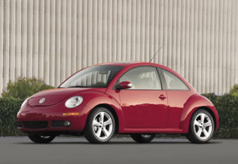 The Volkswagen New Beetle two-door, powered by diesel with a base price of $18,390, can get up to 44 miles per gallon in highway driving.