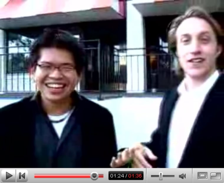 After landing a $1.65 billion deal to sell their video sharing Web site to Google Inc., the co-founders of YouTube, Steve Chen (left) and Chad Hurley (right) posted a thank-you video. 