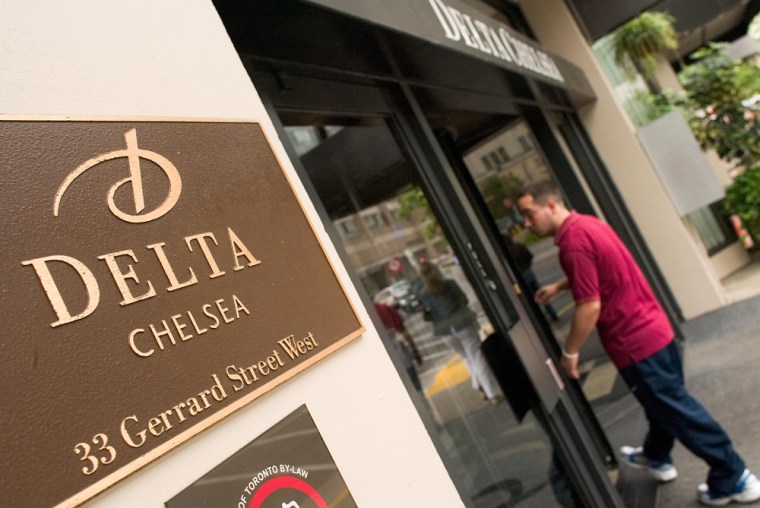 An entrance to the Delta Chelsea Hotel i