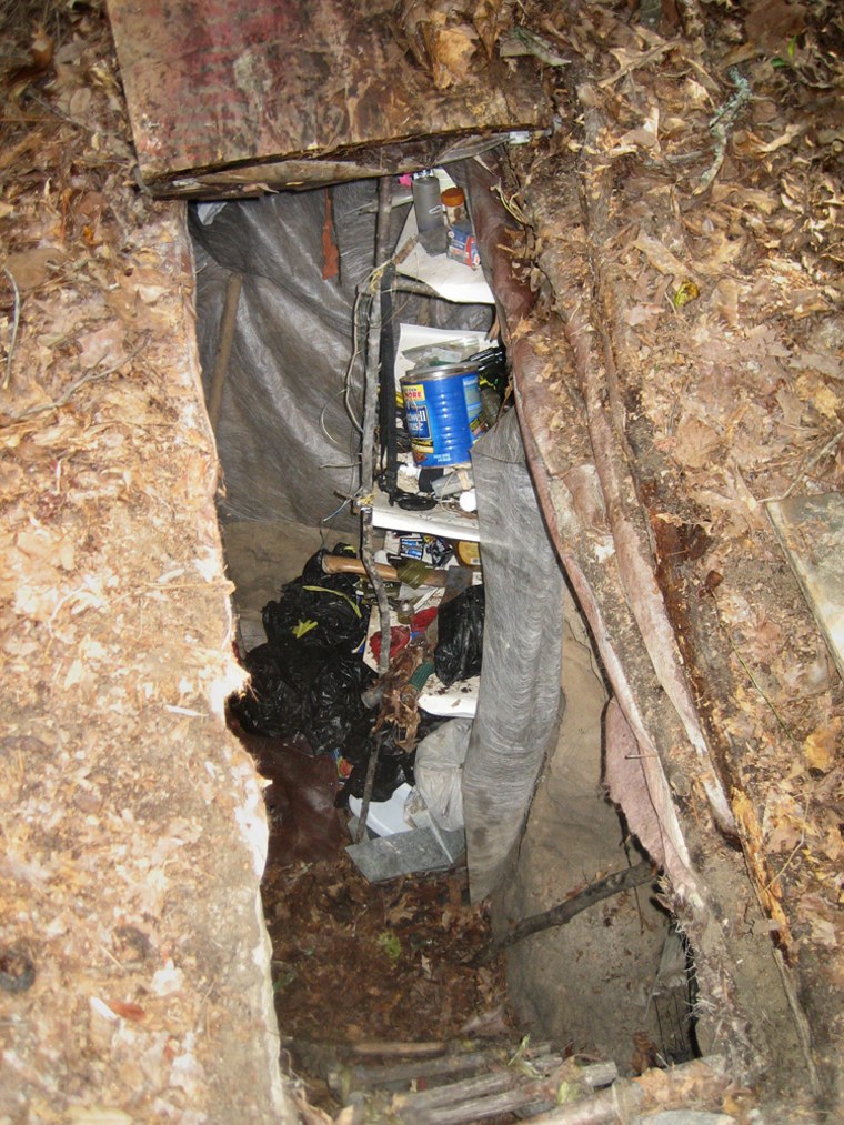 A text message sent by a missing 14-year-old South Carolina girl to her mother's cell phone led police to the bunker (pictured) where she was found alive.