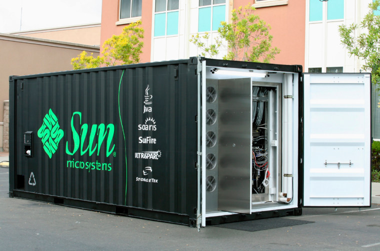 Project Blackbox, a portable "data center in a box" at Sun's campus in Menlo Park, Calif., Oct. 16. 