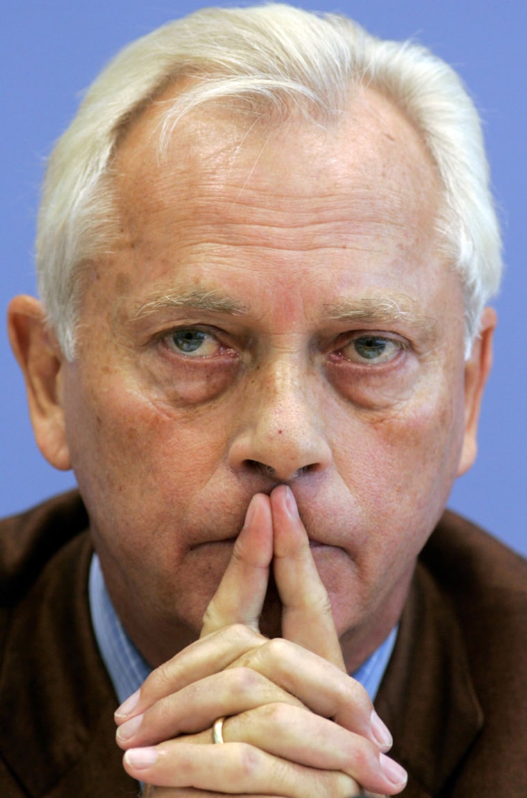 Heye, former spokesman of the German government and chairman of the initiative \"Gesicht Zeigen!\" addresses a news conference in Berlin