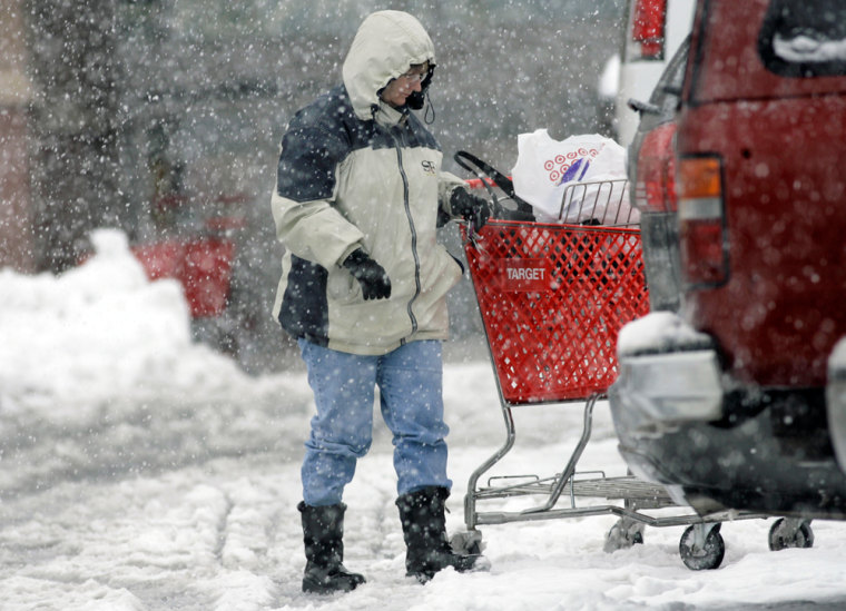 Shopper in snow