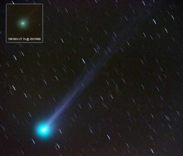 Comet Swan photographed by Pete Lawrence in Selsey, West Sussex, UK. Lawrence estimated the comet to be magnitude .6 on the evening of the Oct. 24, 2006.