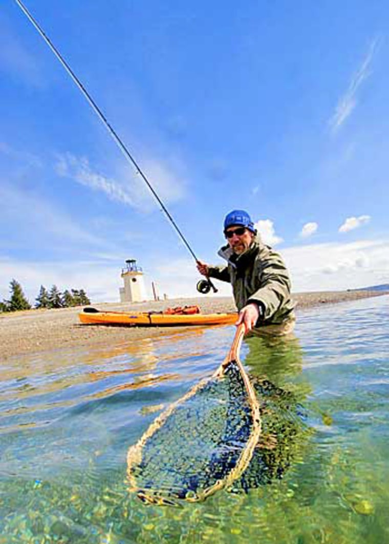Kayak fishing in Puget Sound, Washington