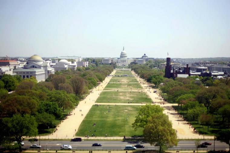 The National Mall is shown, looking east
