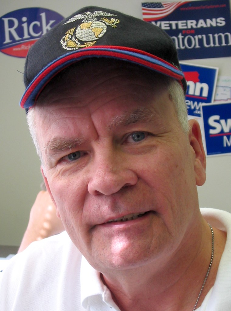 Kevin Collins of Staten Island, N.Y. is volunteering in Pennsylvania for Republican Sen. Rick Santorum