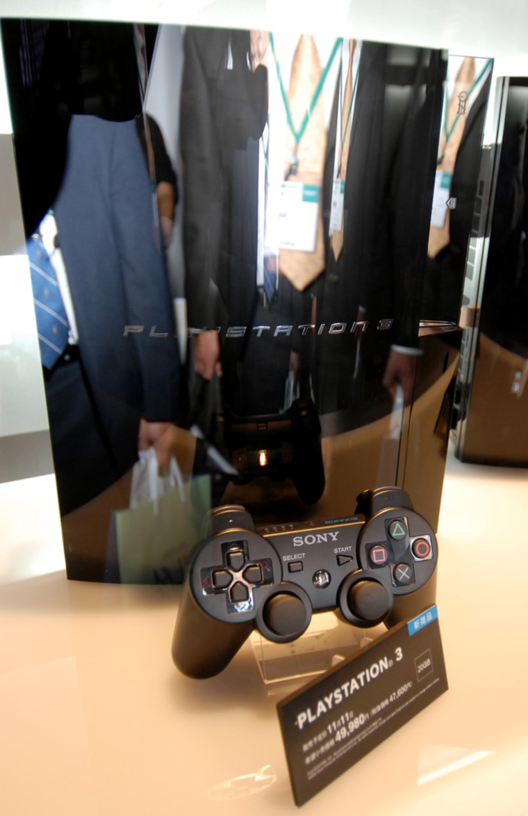 Sony's PlayStation 3 on display at a Tokyo consumer electronics show in October. Despite cutting the price of the yet-to-be-released console in Japan, company officials are holding firm on the U.S. price point. 