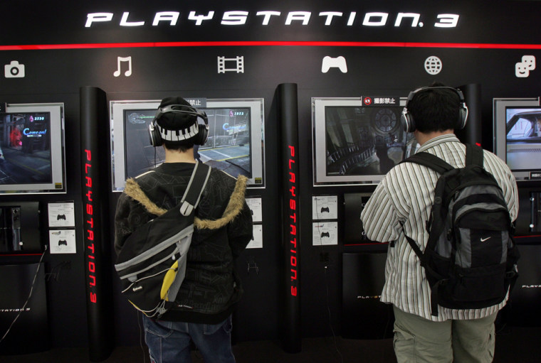 Video game fans try out Sony's PlayStation3 during a two-week-long free trial service at the Sony building in Tokyo. Plagued by production problems, Sony was only able to ready 100,000 units for its Nov. 10 launch in Japan. 