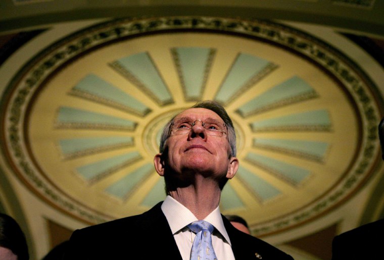 Incoming U.S. Senate Majority leader Harry Reid is pictured after his election on Capitol Hill in Washington