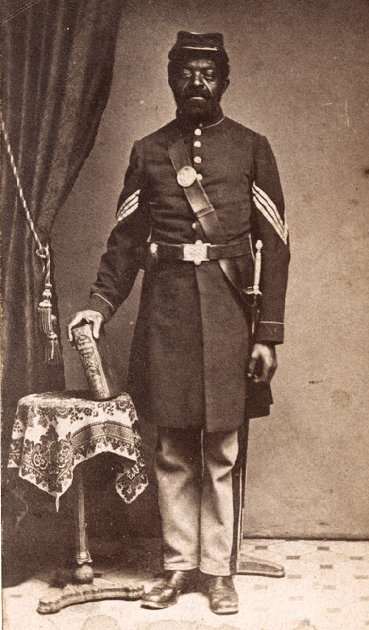 This 1864 photo supplied by the New-York Historical Society of a Civil War soldier is part of their new exhibit, 'New York Divided: Slavery and the Civil War.' 
