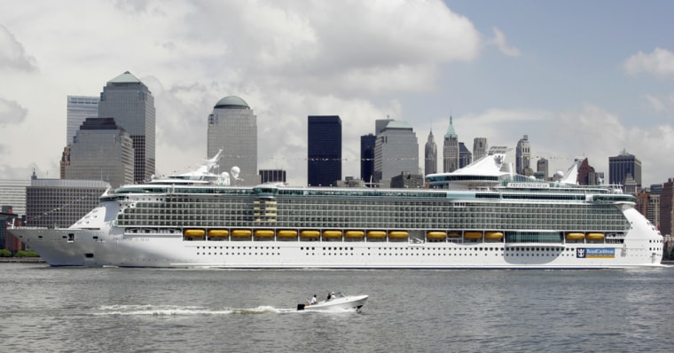 The Freedom of the Seas sails up New York's Hudson River earlier this year. More than 380 passengers and crew aboard the world's largest cruise ship were sickened by a virus during a seven-day Caribbean cruise, cruise officials said Sunday.