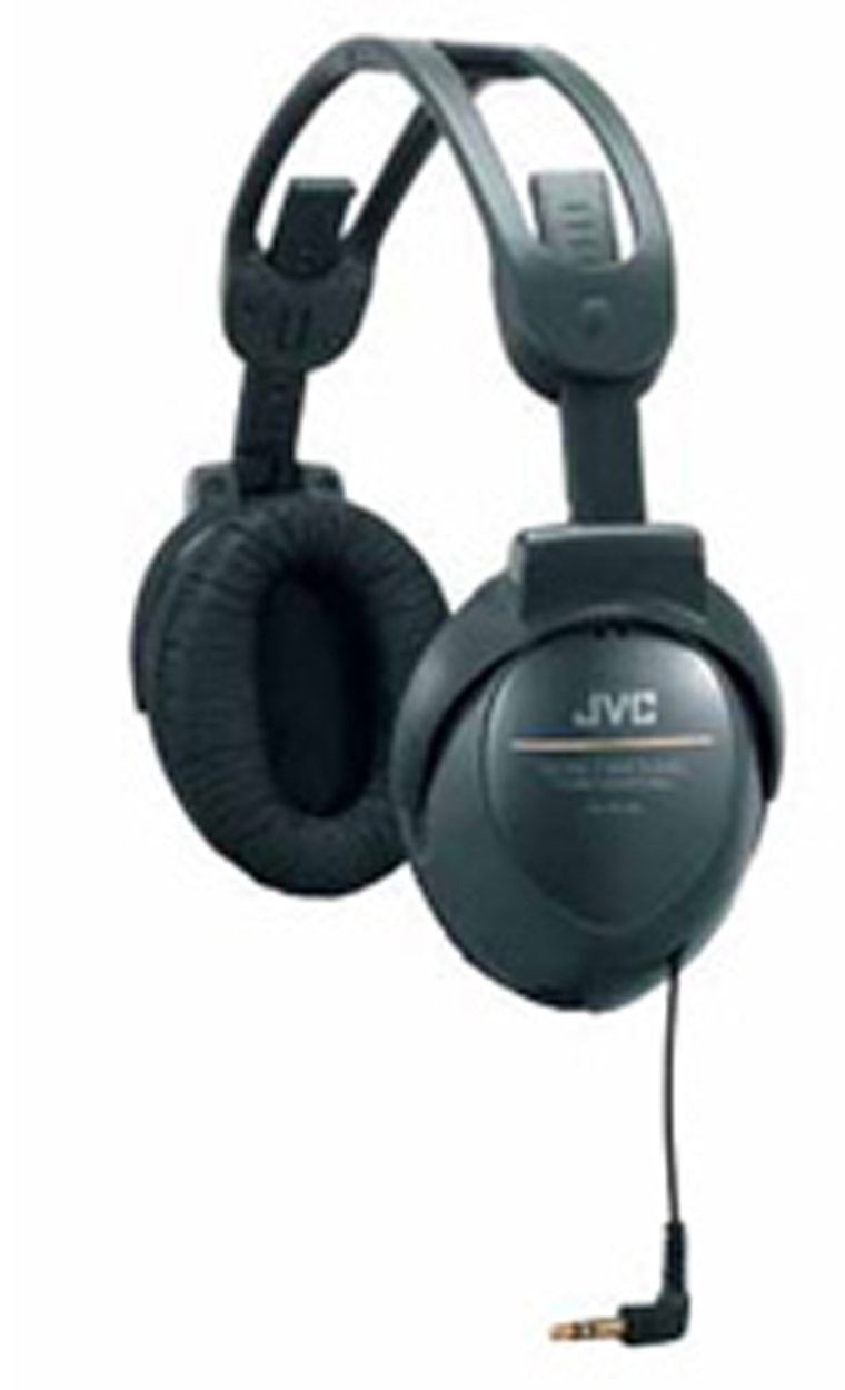 JVC thought of everything withe their noise-cancelling headset - including a place to hide the cord when not in use.